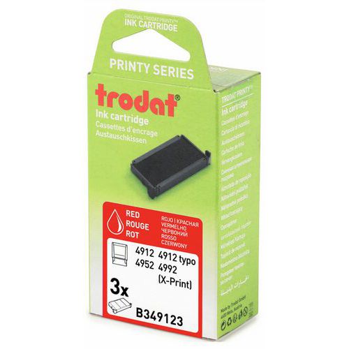 Trodat - Lot de 3 cassettes d'encre rouge 6/4912 - Pour tampon 4912 - Éco-responsable