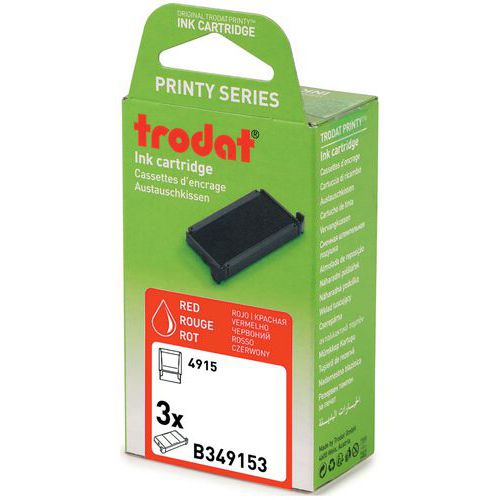 Trodat - Pack 3 Cassettes d'Enc Black Rouge pour Tampon 4915 - Éco-responsable