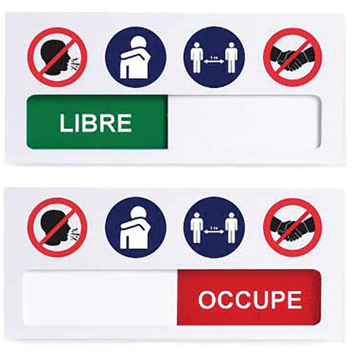 Plaque De Porte Libre-occupé Avec Logos Gestes Barrière
