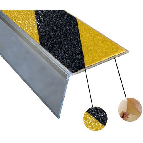 Wattelez - Nez de marche large adhésif aluminium 60mm x 46mm - Antidérapant 3m - Accessibilité sécurisée