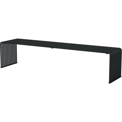 Banc plat acier inoxydable - Noir - 200 cm - Mobilier d'extérieur résistant