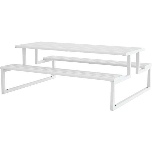 Table De Pique-nique En Acier Galvanisé - Blanc