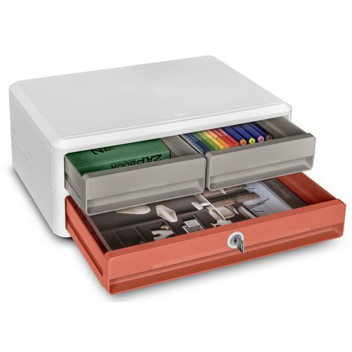 CEP - Module MoovUp 9-021S Blanc Sable Terracotta - 3 Tiroirs - Polystyrène - Éco-responsable