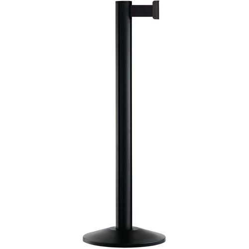 Beltrac - Poteau à sangle noir 3,7m - Aluminium et fonte plastifiée - Usage collectivité intérieur/extérieur - Éco-responsable