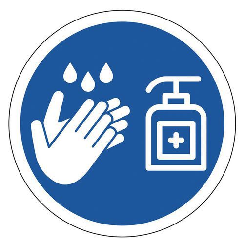 Lot de 10 - Panneau Gel Hydroalcoolique Servez-vous Vinyle Ø 100 Mm