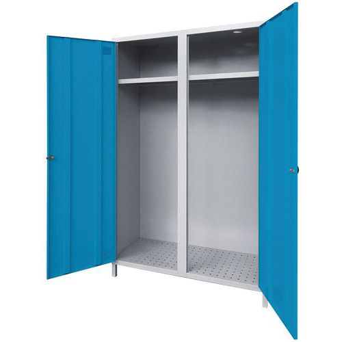 Akaze - Vestiaire de désinfection Ozone Gris Clair Bleu - 2 Colonnes 2 Cases - Acier Époxy - Traitement Antibactérien