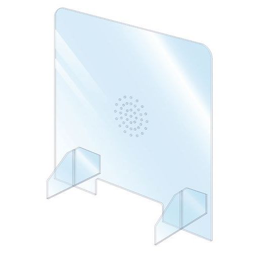 Planorga - Écran de protection hygiaphone et passe document 65x65 cm - Plexiglas transparent - Anti-projection
