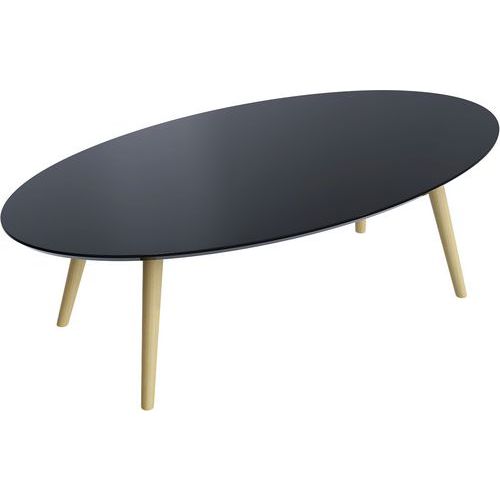 Table Basse Scandi 60x115 Cm Pied Hêtre Plateau Noir