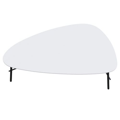 Table Basse Lazy 50x93 Cm Pied Noir Plateau Blanc
