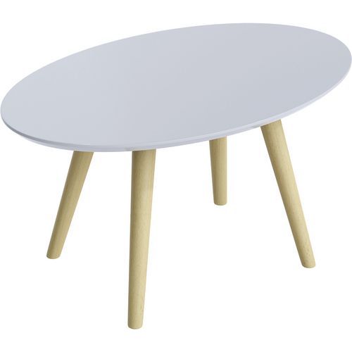 Table Basse Scandi 40x65 Cm Pied Hêtre Plateau Blanc