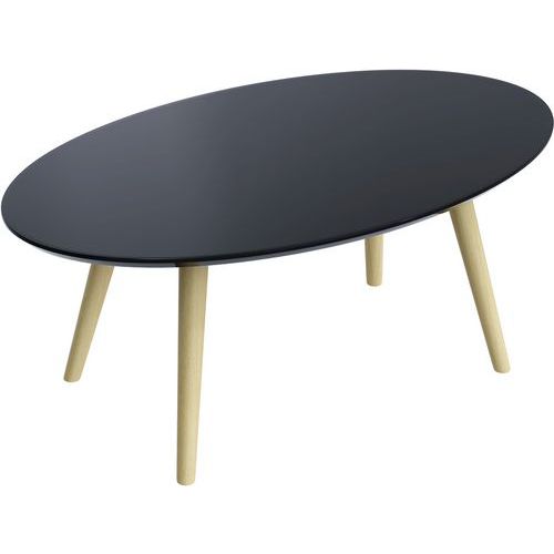 Table Basse Scandi 50x85 Cm Pied Hêtre Plateau Noir