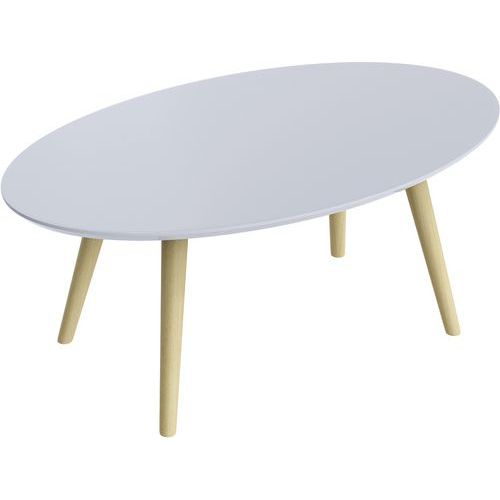 Table Basse Scandi 50x85 Cm Pied Hêtre Plateau Blanc