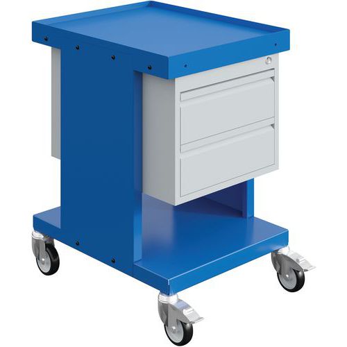 Desserte Mobile Sv Bleue 2 Tablettes 2 Tiroirs