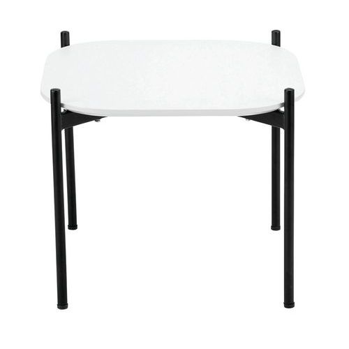 Table Basse Meet 50x50 Cm Pied Noir Plateau Blanc