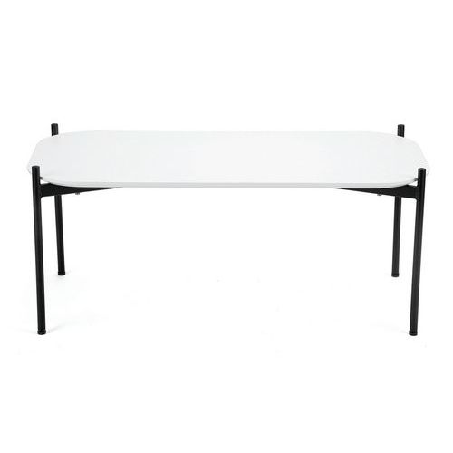 Table Basse Meet 50x100 Cm Pied Noir Plateau Blanc
