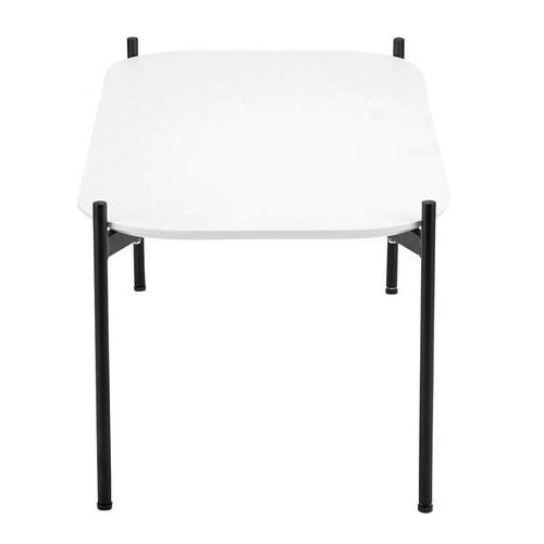 Table Basse Meet 50x75 Cm Pied Noir Plateau Blanc