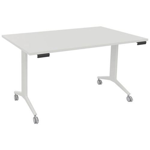 Table abattante rectangulaire Avel  pieds blancs sur roulettes
