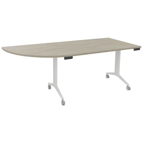 Table Abattante Avel 200x80 Angle À G Chêne Gris/pied Blanc