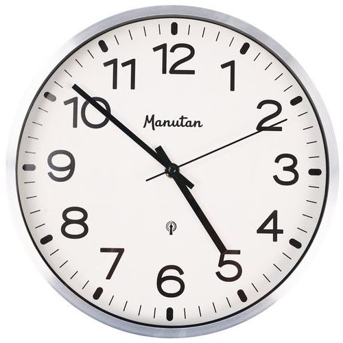 Horloge Analogique Murale Radio-pilotée Ø30 Cm Alu - Manutan