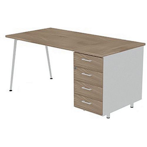 Bureau Plateau Orme Pieds Et Caisson Blanc Solal