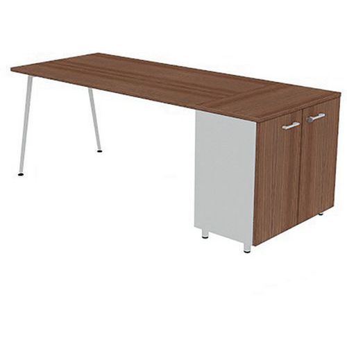 Bureau Plateau 160x80 Armoire Hb Noyer Canaletto Pieds Blanc