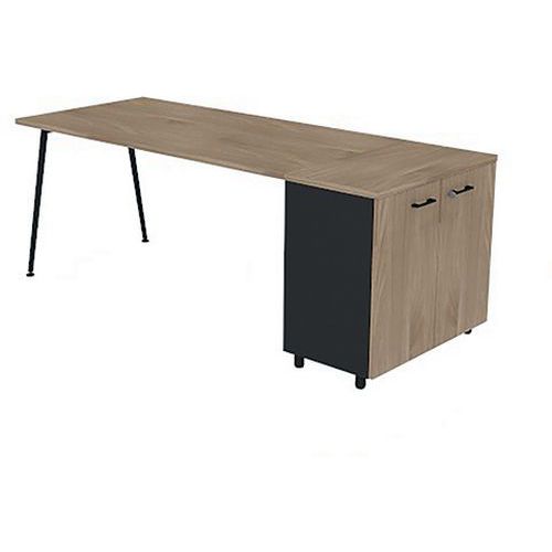 Bureau Plateau 160x80 Armoire Hb Orme Pieds Gris Ombre