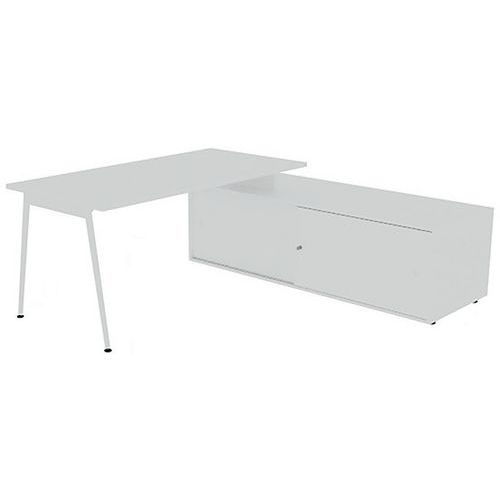 Bureau Plateau 160x80 Blanc Pieds Blanc