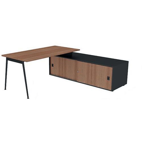 Quadrifoglio - Bureau Solal 160x80 Noyer Canaletto, Pieds Gris Ombre - Plateau Mélaminé 25mm - Mobilier Bureau Télétravail