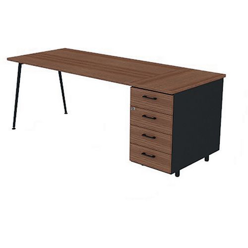 Bureau Plateau 160x80cm Hb 6 Tiroirs Noyer Canaletto