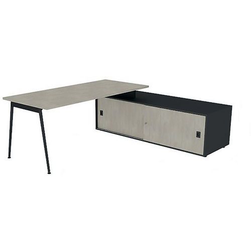 Bureau Plateau 180x80 Béton Pieds Gris Ombre