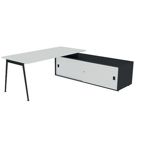 Bureau Plateau 180x80 Blanc Pieds Gris Ombre