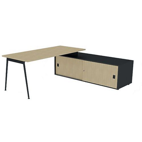 Bureau Plateau 180x80 Chêne Pieds Gris Ombre