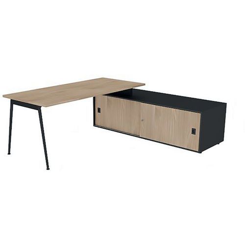 Bureau Plateau 180x80 Orme Pieds Gris Ombre