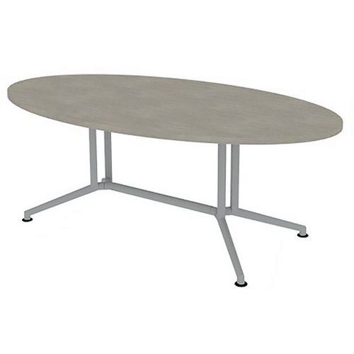 X2 Table De Réunion Plateau Ovale L.200 Béton Pieds Alu