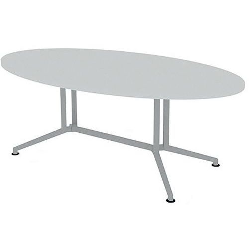 X2 Table De Réunion Plateau Ovale L.200 Blanc Pieds Alu