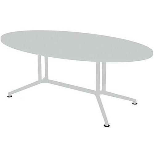 X2 Table De Réunion Plateau Ovale L.200 Blanc Pieds Blanc