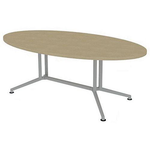 X2 Table De Réunion Plateau Ovale L.200 Chêne Pieds Alu