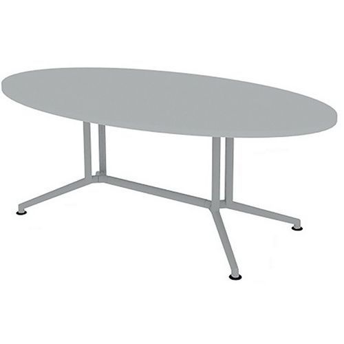 X2 Table De Réunion Plateau Ovale L.200 Gris Pieds Alu