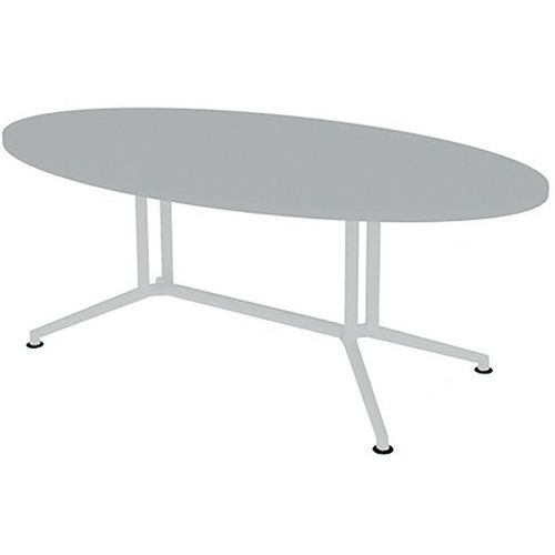 X2 Table De Réunion Plateau Ovale L.200 Gris Pieds Blanc