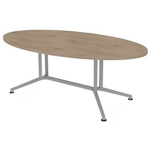 X2 Table De Réunion Plateau Ovale L.200 Orme Pieds Alu