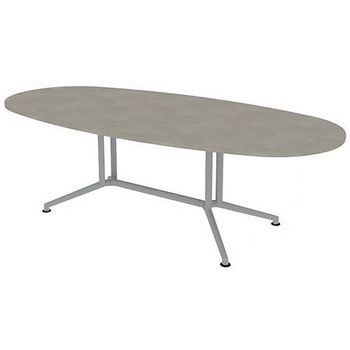 Table De Réunion Plateau Ovale L.240 Béton Pieds Alu