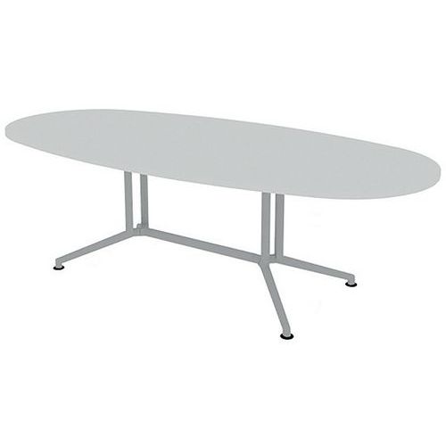 X2 Table De Réunion Plateau Ovale L.240 Blanc Pieds Alu