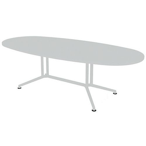 X2 Table De Réunion Plateau Ovale L.240 Blanc Pieds Blanc