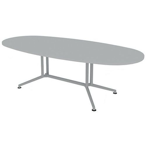 X2 Table De Réunion Plateau Ovale L.240 Gris Pieds Alu