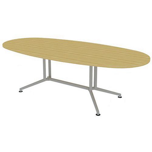 X2 Table De Réunion Plateau Ovale L.240 Hêtre Pieds Alu