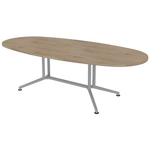 Table De Réunion Plateau Ovale L.240 Orme Pieds Alu