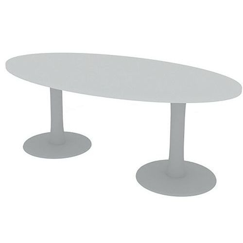 Table De Réunion Plateau Ovale L.200 Blanc 2 Pieds