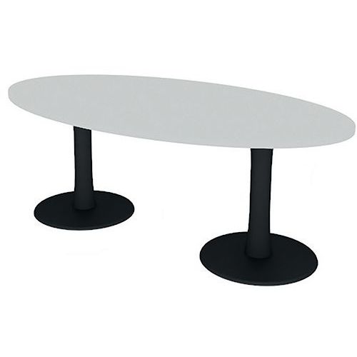 Table De Réunion Plateau Ovale L.200 Blanc 2 Pieds