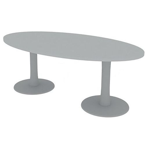 Table De Réunion Plateau Ovale L.200 Gris 2 Pieds