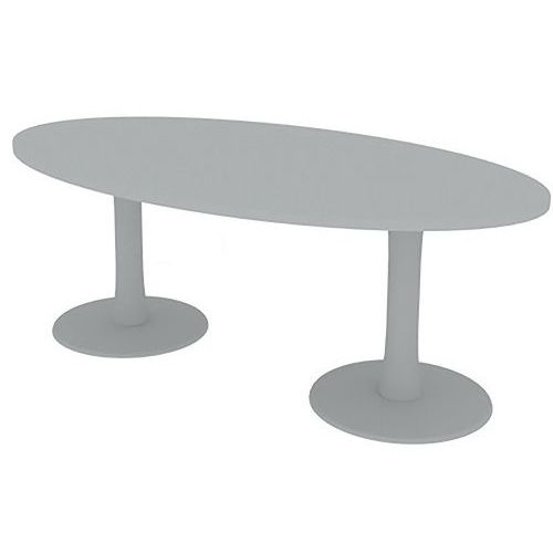 Table De Réunion Plateau Ovale L.200 Gris 2 Pieds